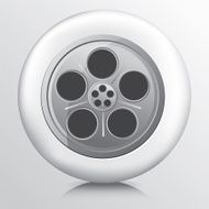 Round Icon With Circle Shaped Greyscale Colour Film Strip Reel