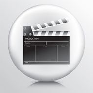 Round Icon With Greyscale Coloured Open Film Slate
