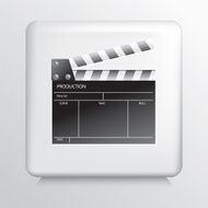 Round Icon With Greyscale Coloured Open Film Slate N2