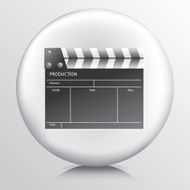 Round Icon With Greyscale Coloured Closed Film Slate