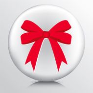 Round Icon With Big Double Looped Red Tied Bow
