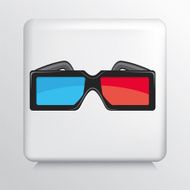Square Icon With A Pair of Squared Framed 3D Glasses
