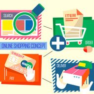 online shopping process in flat design
