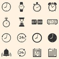 Vector Set of 16 Time Icons N2