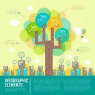 lovely vector flat design template with tree element