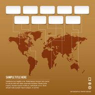 World map paper Infographic pinpointing some major global cities