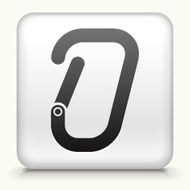 Square Button with Rock Climbing Safety Clip interface icon