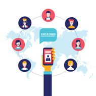 Businessman holding smart phone with icons Social network communication concept N2