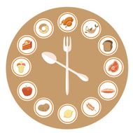 Food Icons Infographic Clock Flat Design