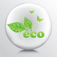Round Icon With Green Leaves And The Word Eco