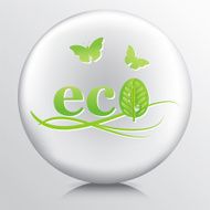 Round Icon With Green Leaves And The Word Eco N2