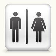Square Button with man and woman Bathroom Sign