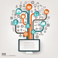 Icon tree Flat abstract background with web icons Interface symbols N2