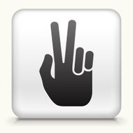 Square Button with Peace Sign Hand