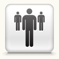 Square Button with Small Group of Stick Figures
