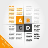 orange infographic four squares in middle