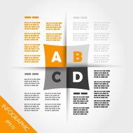 orange infographic four new squares in middle