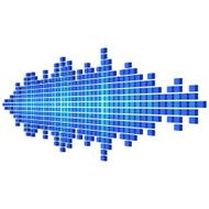 Perspective blue sound waveform made of cubes