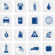 Fuel Oil Industry Round Icon Set Blue