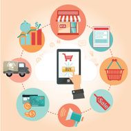 mobile online shopping process infographic