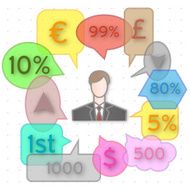 businessman with speech bubbles
