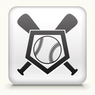 Square Button with Baseball Crest