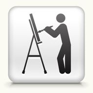 Square Button with Painting on Canvas
