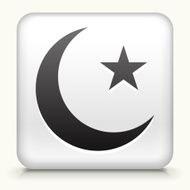 Square Button with Arabic Moon &amp; Star