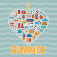 Vacation flat colorful icon set