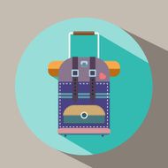 Tourist bag with wheels and handle flat icon N2
