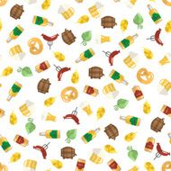 Beer icons seamless pattern (hop branch wooden barrel glass of N2