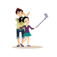 Young Couple Taking a Selfie Vector Illustration in Flat Style N2