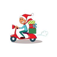 Courier on scooter Christmas Delivery service
