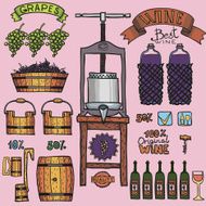 Vector wine color illustrations Winemaking design