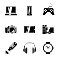 Set of GADGET icons with - notebook phone gamepad photo