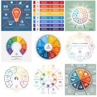 Set 9 templates Infographics cyclic processes eight positions