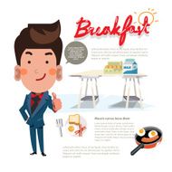 breakfast with smart man show thumps up - vector N2