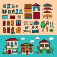 Cartoon vector houses constructor
