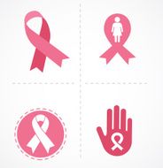 Breast cancer and pink ribbon set