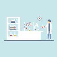 Healthcare Laboratory Testing Room Flat Design Vector Illustration