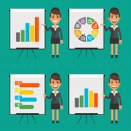 Infographics businesswoman indicates on flip-chart N2