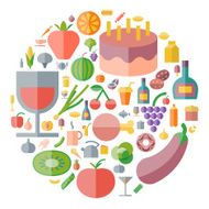 Icons for food and drink arranged in circle N2