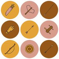 Set of hand drawn archery icons