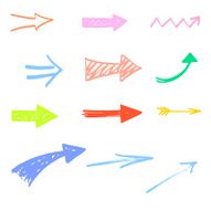 Set of colorful Doodle Sketch arrows pointers N2