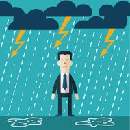 Businessman standing in the rain Vector concept of businessman fail N2