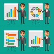 Infographics businessman indicates on flip-chart N2