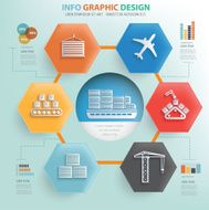 Cargo and shipping info graphic design vector