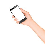 smartphone in hand icon with shadow vector illustration