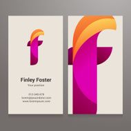 Modern letter f twisted Business card template N2