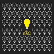 Switch on off light bulb Idea concept Funny background Flat